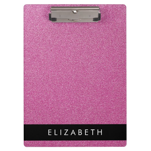 Pink Glitter, Glitter Background, Your Name Clipboard (Front)