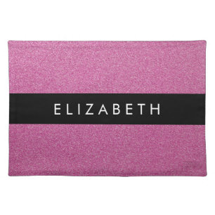 Pink Glitter, Glitter Background, Your Name Cloth Placemat
