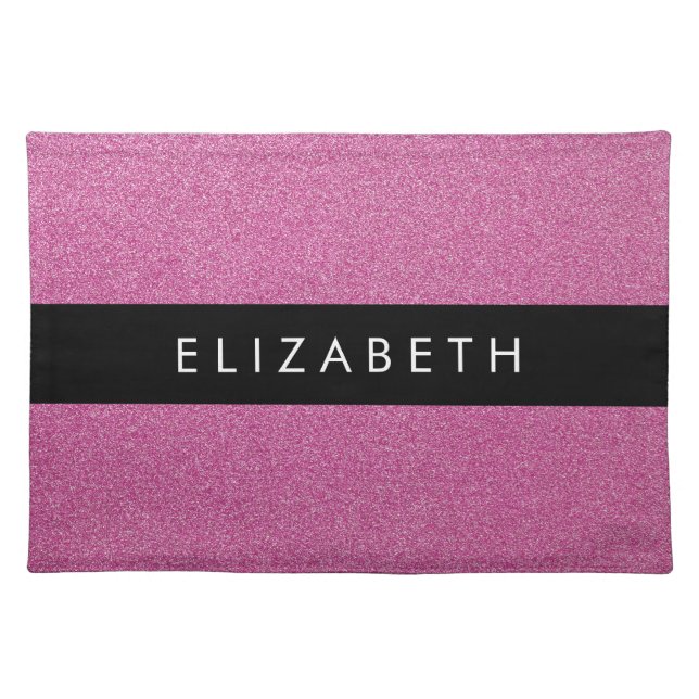 Pink Glitter, Glitter Background, Your Name Cloth Placemat (Front)