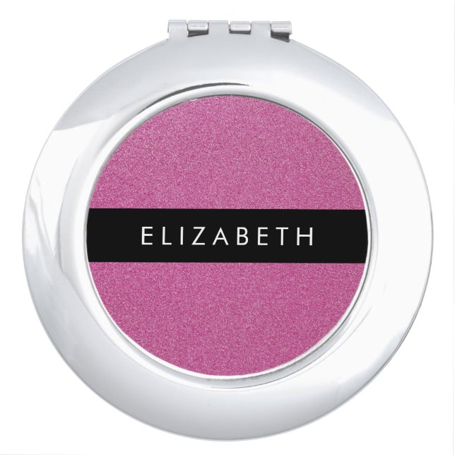 Pink Glitter, Glitter Background, Your Name Compact Mirror (Front)