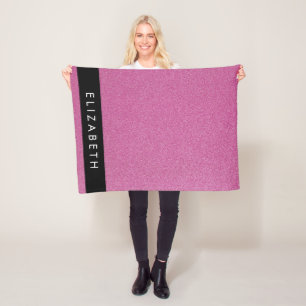 Pink Glitter, Glitter Background, Your Name Fleece Blanket