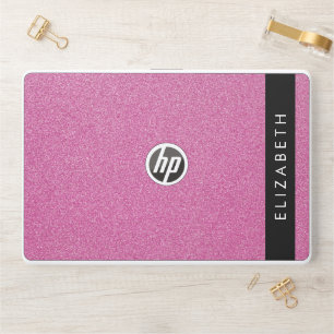 Pink Glitter, Glitter Background, Your Name HP Laptop Skin