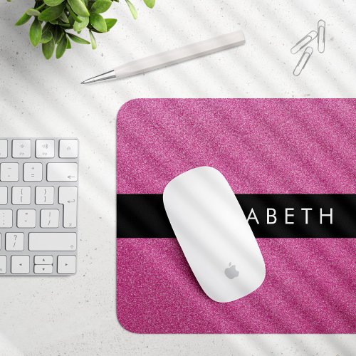Pink Glitter Glitter Background Your Name Mouse Pad