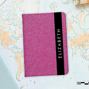 Pink Glitter, Glitter Background, Your Name Passport Holder