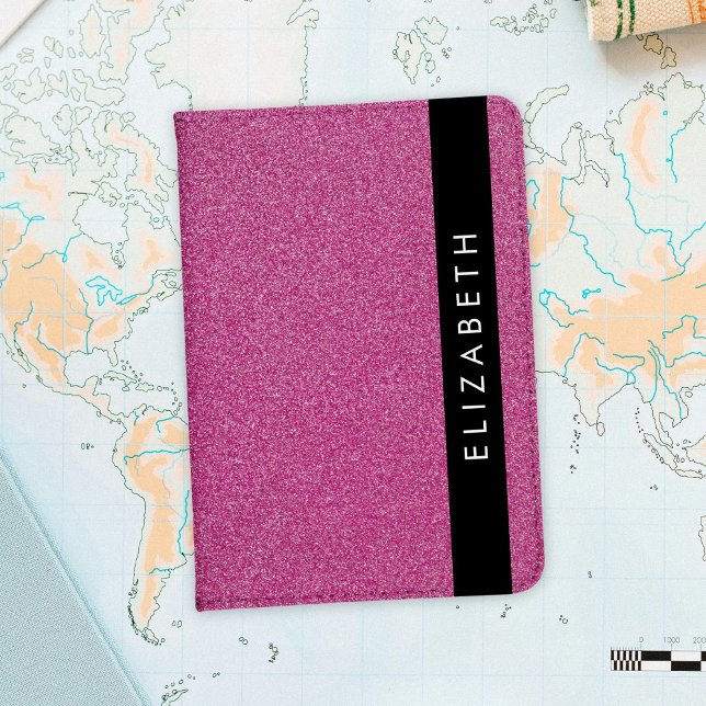 Pink Glitter, Glitter Background, Your Name Passport Holder (Creator Uploaded)