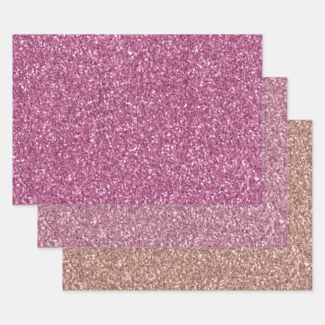 Pink Glitter Glitz sparkle Wrapping Paper Sheets (Set)