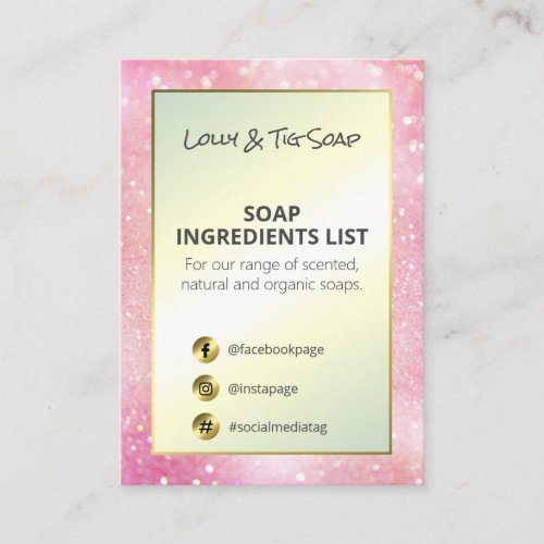 Pink Glitter Gold Fragrance Ingredients Business Card