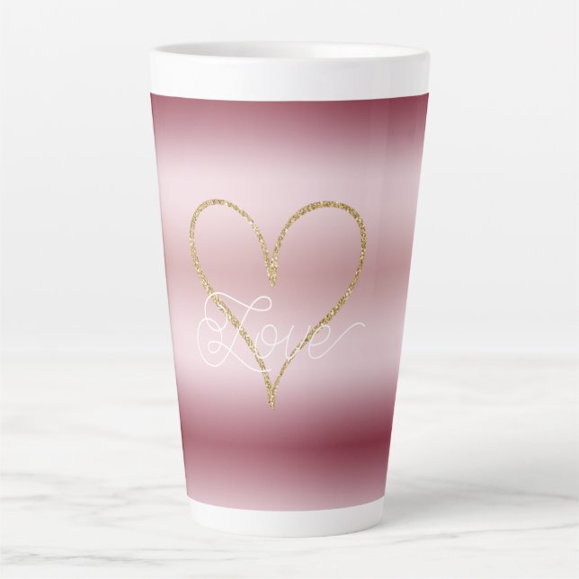 Pink Glitter Gold Love Forever Latte Mug (Front)