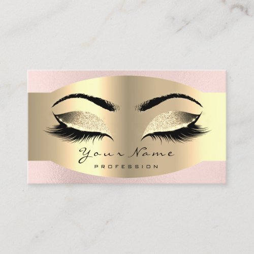 Pink Glitter Gold Makeup Artist Lash Extensi Brows Appointment Card