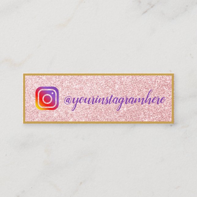 Pink Glitter Gold Purple Social Media Mini Business Card (Front)