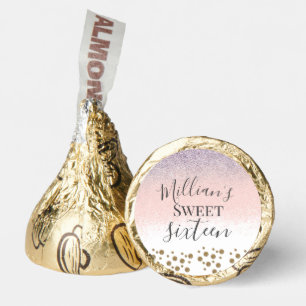 Pink Glitter Gold Sweet Sixteen Personalized  Hershey®'s Kisses®