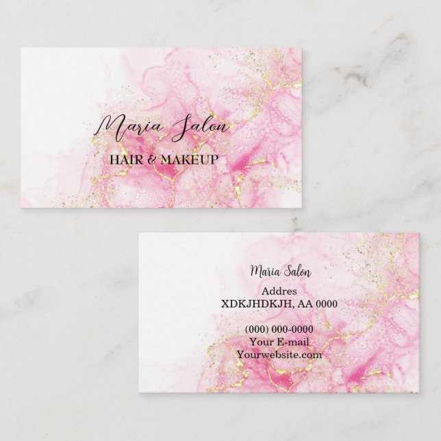 Pink glitter gold  watercolor Business Card (Front/Back)