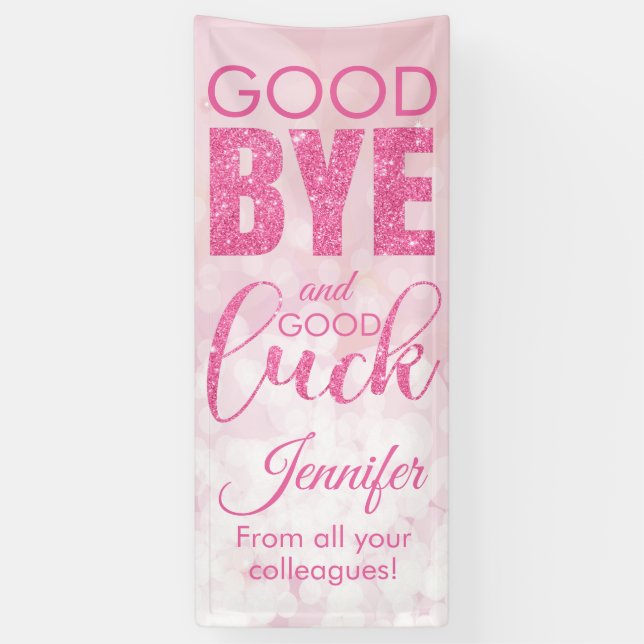 Pink Glitter Goodbye And Good Luck Banner (Vertical)