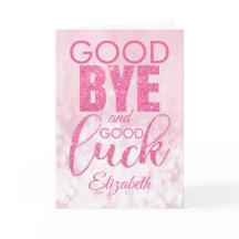 Pink Glitter Goodbye And Good Luck Farewell