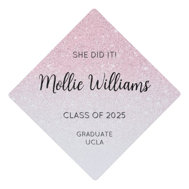 PINK GLITTER Graduation Cap (Front)