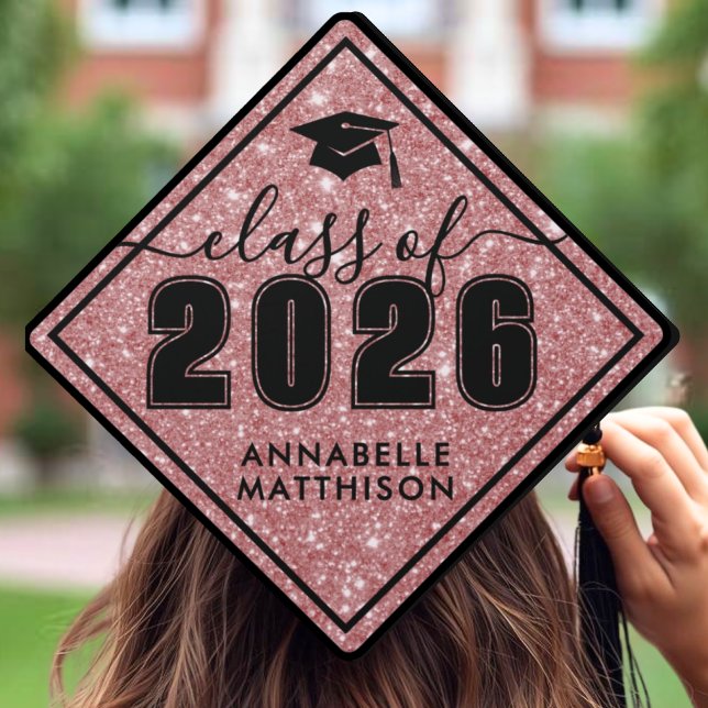 Pink Glitter Graduation Cap Topper (Pink Glitter Graduation Cap Topper )