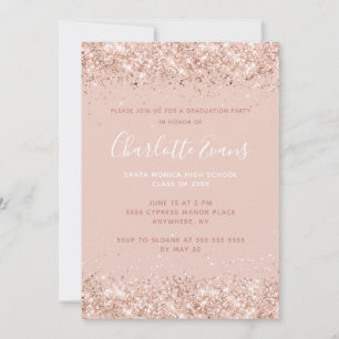 Pink Glitter Graduation Invitation