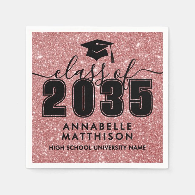 Pink Glitter Graduation Napkins (Front)