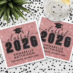 Pink Glitter Graduation Napkins