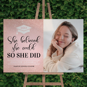 Pink Glitter Graduation Quote Photo Foam Board