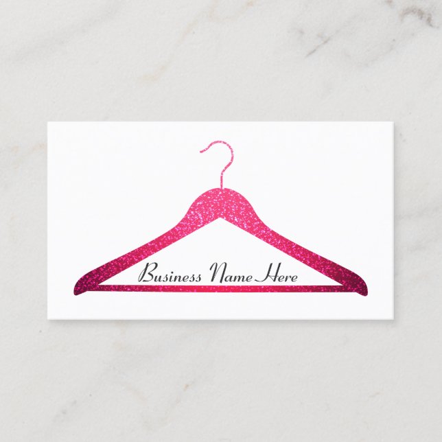 Pink Glitter Hanger Business Card (Front)