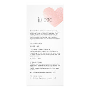 Pink Glitter Heart Esthetician Service Price Menu