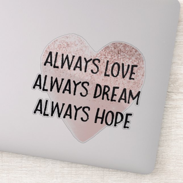 Pink Glitter Heart Love Dream Hope Sticker (Detail)