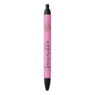 Pink Glitter Heart Personalized Name Pen