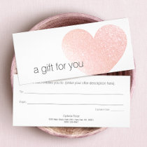 Pink Glitter Heart Salon Spa Gift Certificate