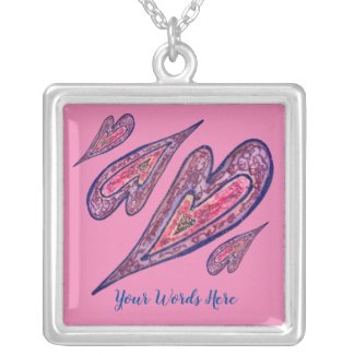 Pink Glitter Hearts Custom Pendant Charm Necklace