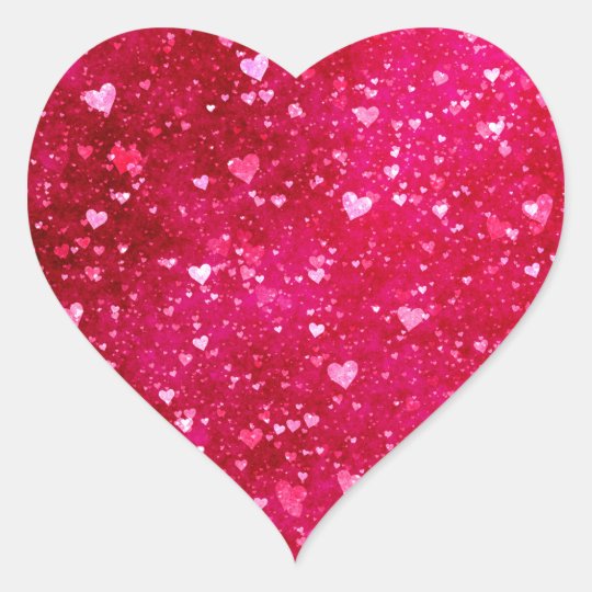 pink glitter hearts pattern heart sticker zazzlecom