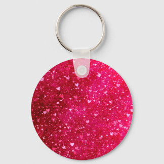 Pink Glitter Hearts Pattern Keychain