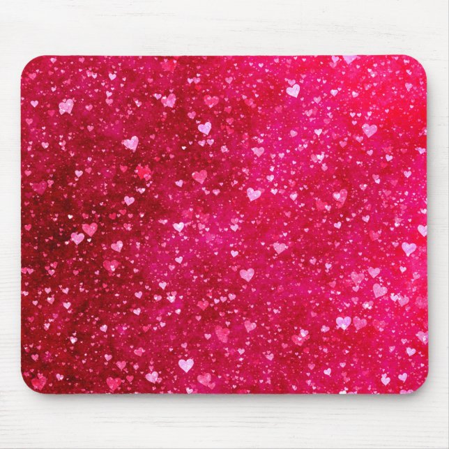Pink Glitter Hearts Pattern Mouse Pad (Front)