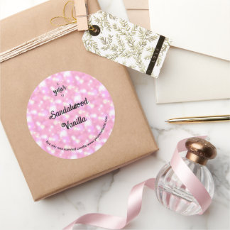 Pink Glitter Hearts Scented Candle Label