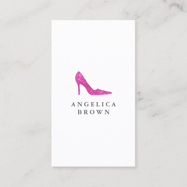Pink Glitter High Heel Shoe Business Card (Front)