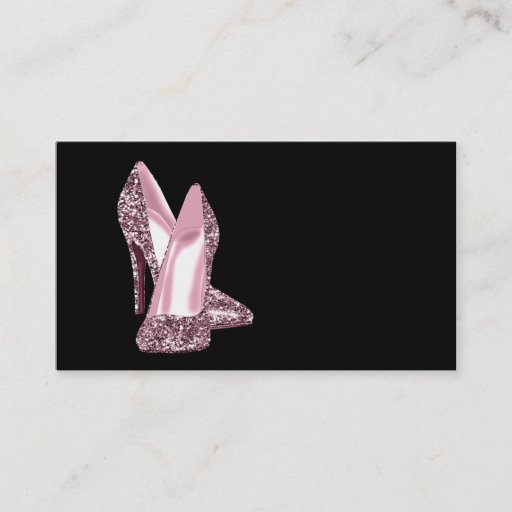 Customizable Pink Glitter High Heel Shoe Business Card Template