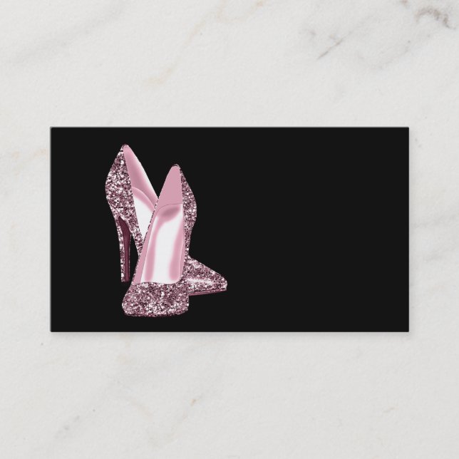 Pink Glitter High Heel Shoe Business Card Template (Front)