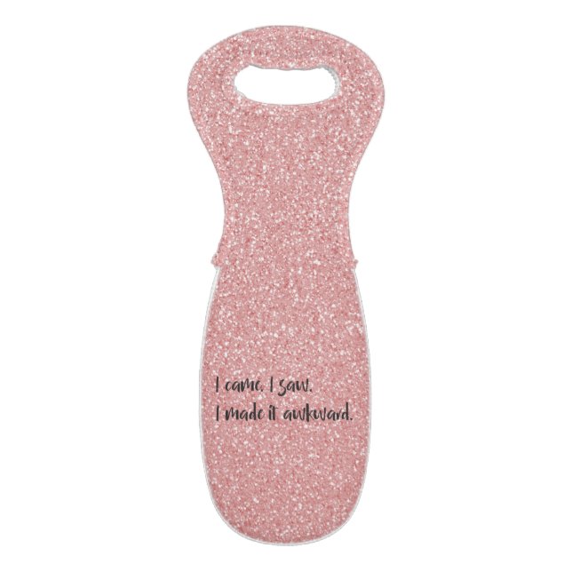 Pink Glitter I Made It Awkward Wine Tote (Front Flat)