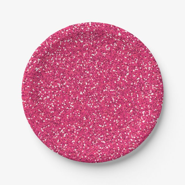 Pink Glitter Image Custom Party Paper Plates (Front)
