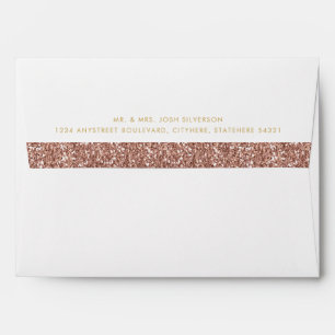 Pink Glitter Inside Rose Gold Return Address Envelope