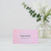 Pink Glitter Iridescent Beauty Business Card (Standing Front)