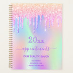 Pink glitter iridescent beauty salon 2022 planner<br><div class="desc">A trendy iridescent colored background with unicorn and rainbow pastel colors in pink,  purple,  rose gold,  mint green. Decorated with faux glitter drips in rose gold,  pink and purple. An appointment planner for 2021 (or any year) for makeup artists,  hair designers,  hair and beauty salons. Purple colored letters.</div>