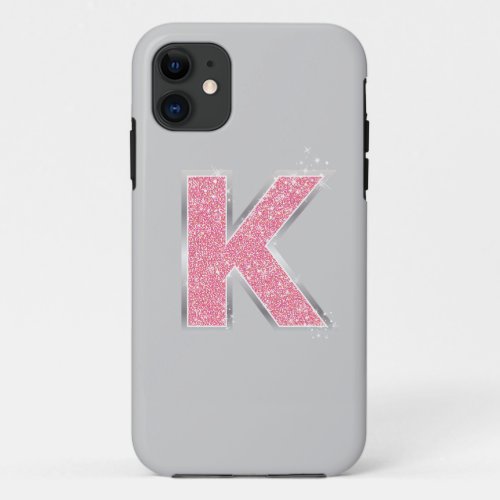 Pink Glitter K iPhone 11 Case