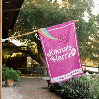Pink Glitter Kamala Harris 2024 House Flag