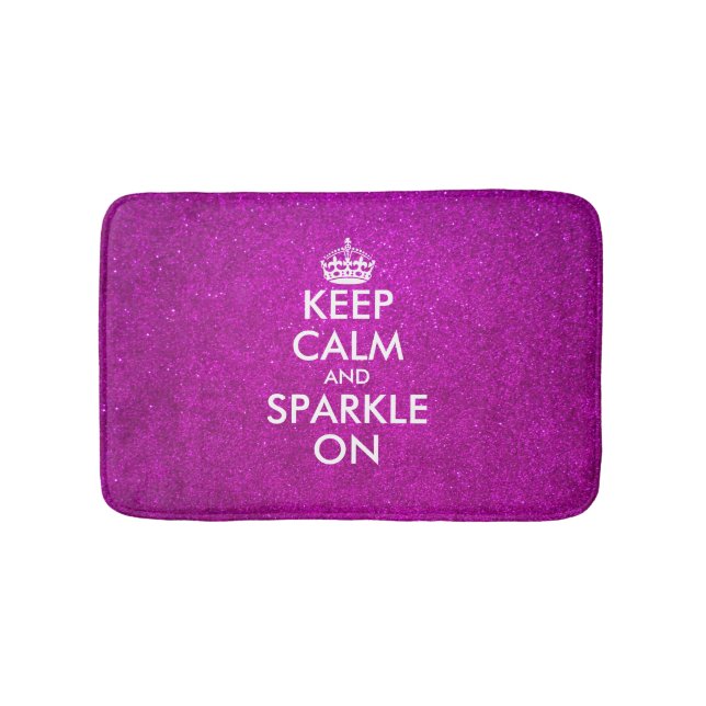 Pink glitter keep calm and sparkle on bath mat (Front)