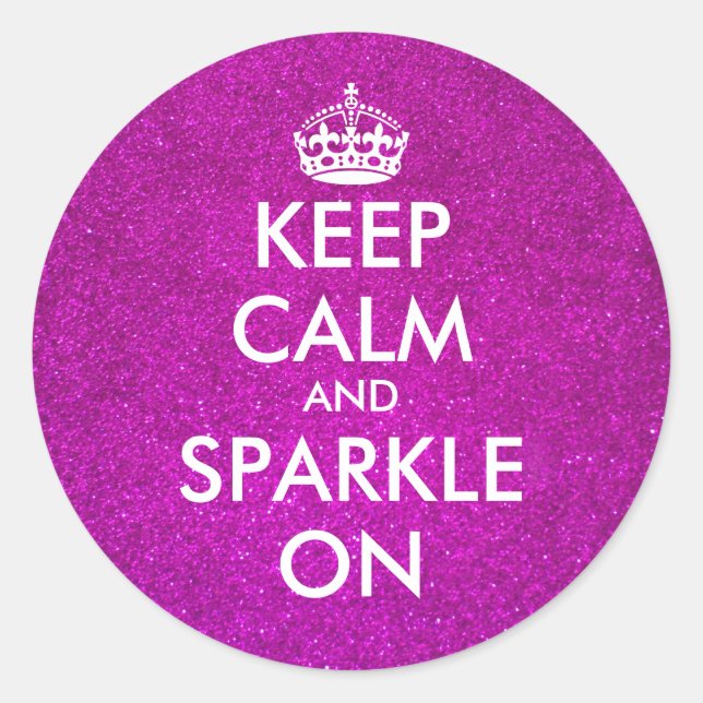 Pink glitter Keep calm and sparkle on stickers (Front)