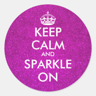 Pink glitter Keep calm and sparkle on stickers