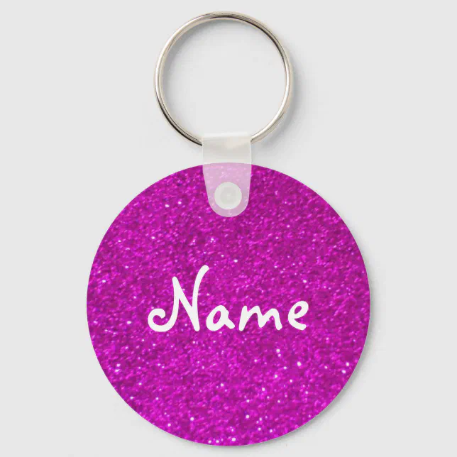 Pink glitter keychain with faux glimmers Zazzle