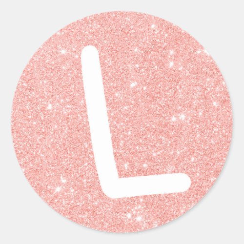 Pink Glitter L Initial Classic Round Sticker