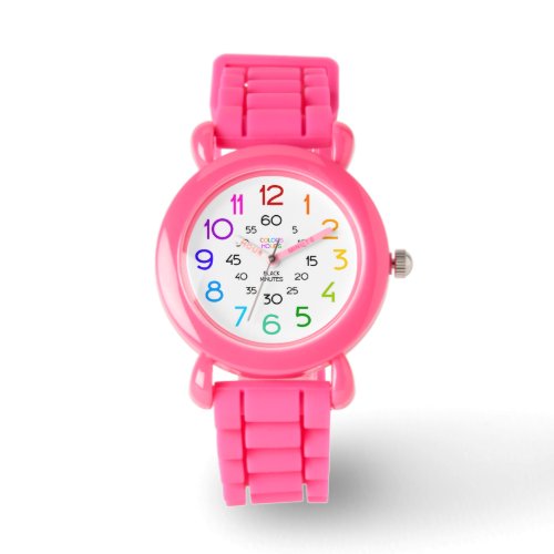 Pink Glitter Learning Watch with Labeled Hands